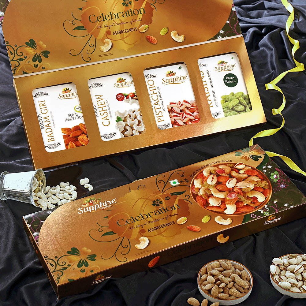 Sapphire Dry Nuts Celebration Gift Pack - Assorted Nuts - Distacart