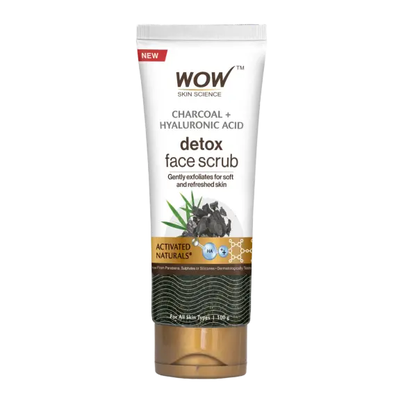 Wow Skin Science Charcoal & Hyaluronic Acid Detox Face Scrub - Distacart
