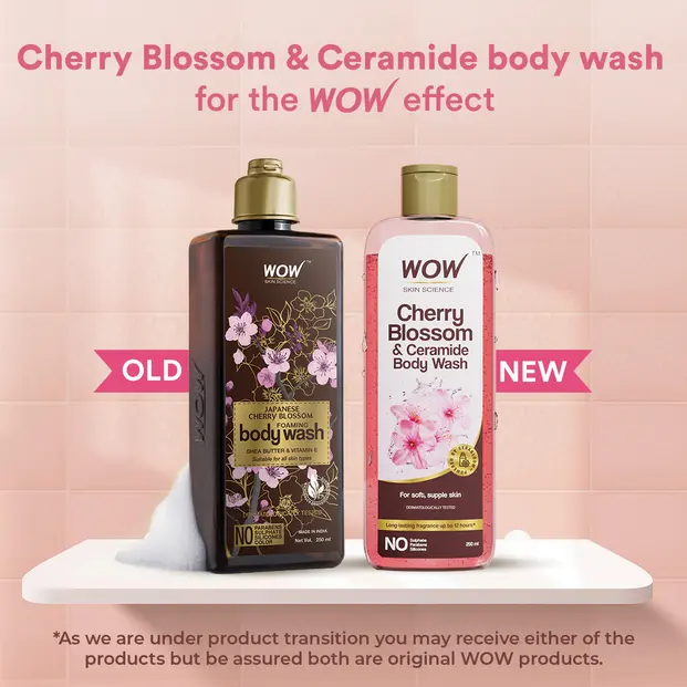 Wow Skin Science Cherry Blossom & Ceramide Body Wash For Removes Dirt, Hydrates and Softens Ski - Distacart