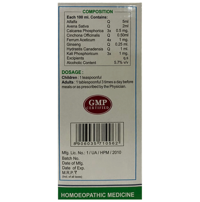 Wheezal Homeopathy Alfalfa Tonic With Ginseng - Distacart