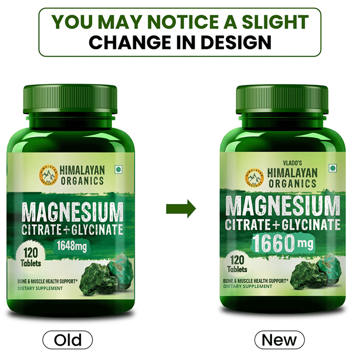 Himalayan Organics Magnesium Citrate+Glycinate Tablets (1660mg) - Distacart