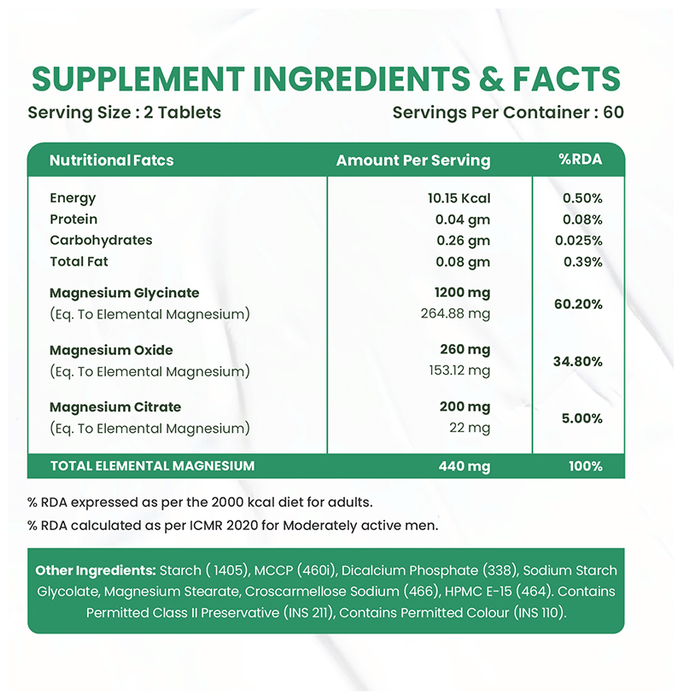 Himalayan Organics Magnesium Citrate+Glycinate Tablets (1660mg) - Distacart