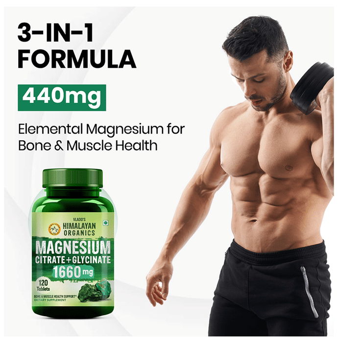 Himalayan Organics Magnesium Citrate+Glycinate Tablets (1660mg) - Distacart