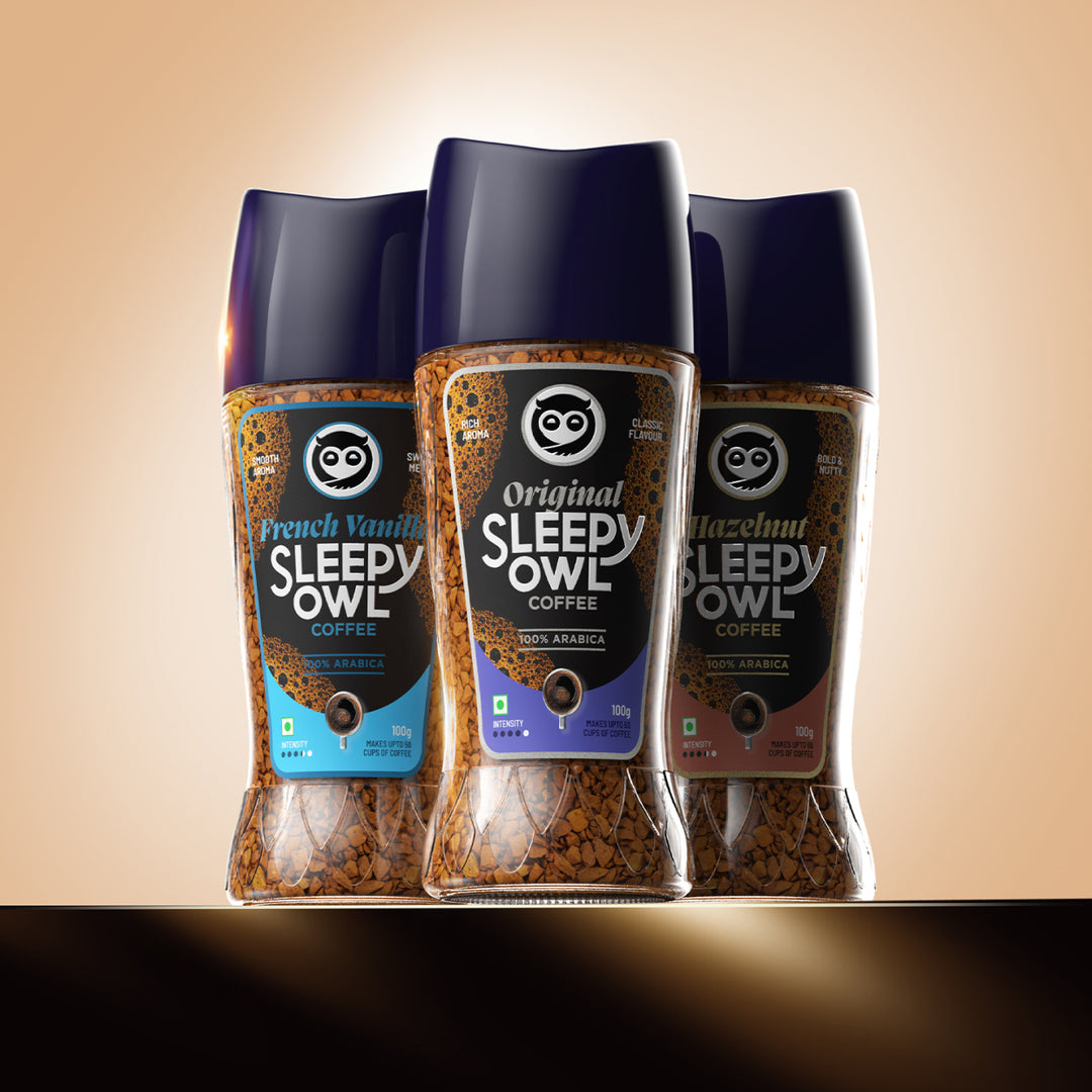 Sleepy Owl Premium Instant Coffee Original, French Vanilla, Hazelnut Combo - Distacart