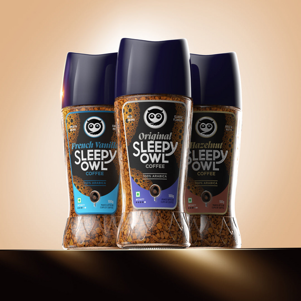 Sleepy Owl Premium Instant Coffee Original, French Vanilla, Hazelnut Combo