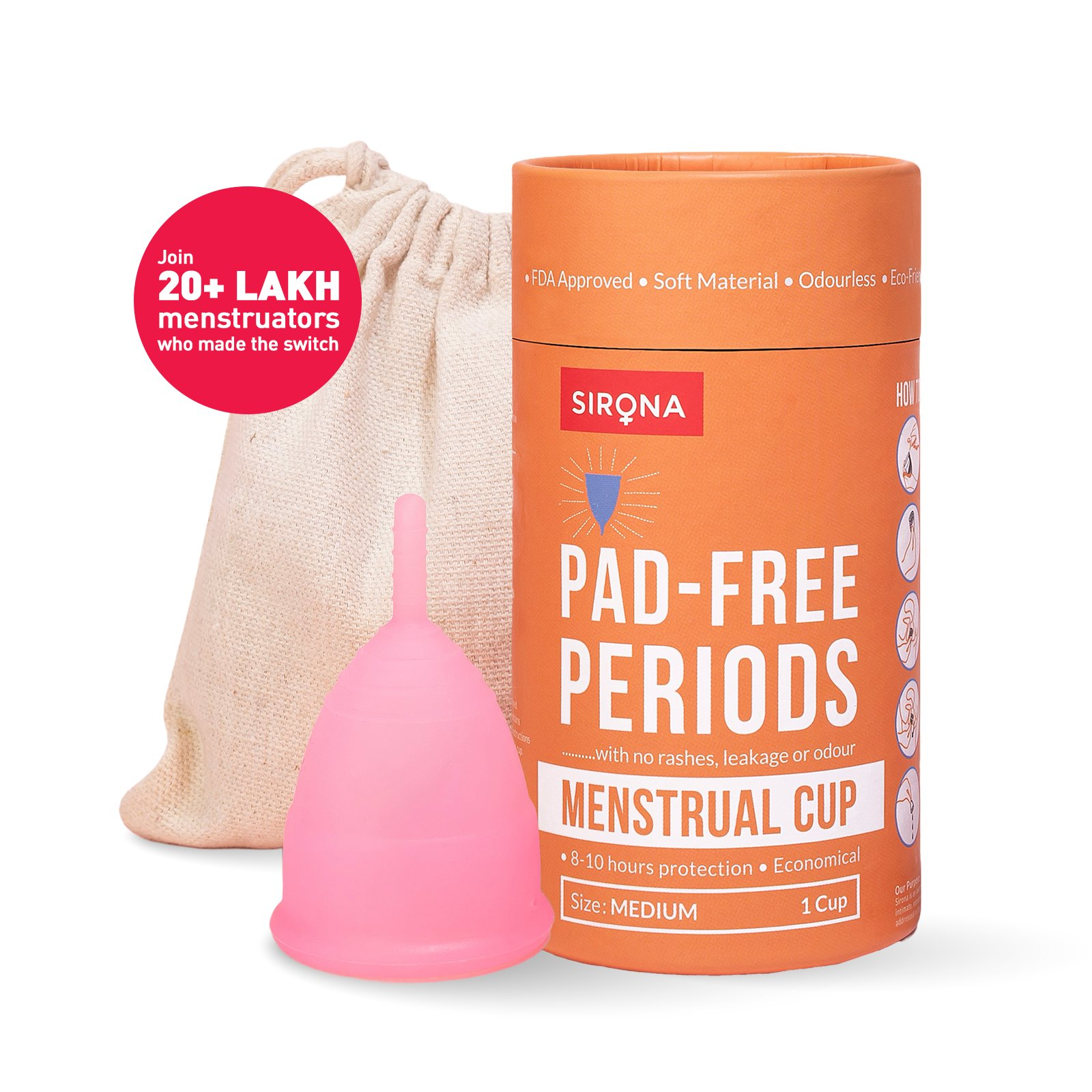 Sirona Reusable Menstrual Cup with Pouch