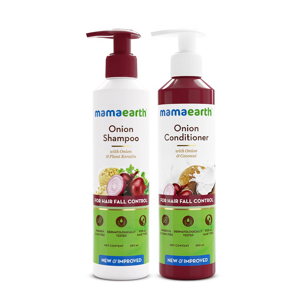 Mamaearth Onion Shampoo & Onion Conditioner For Hair Fall Control - Distacart