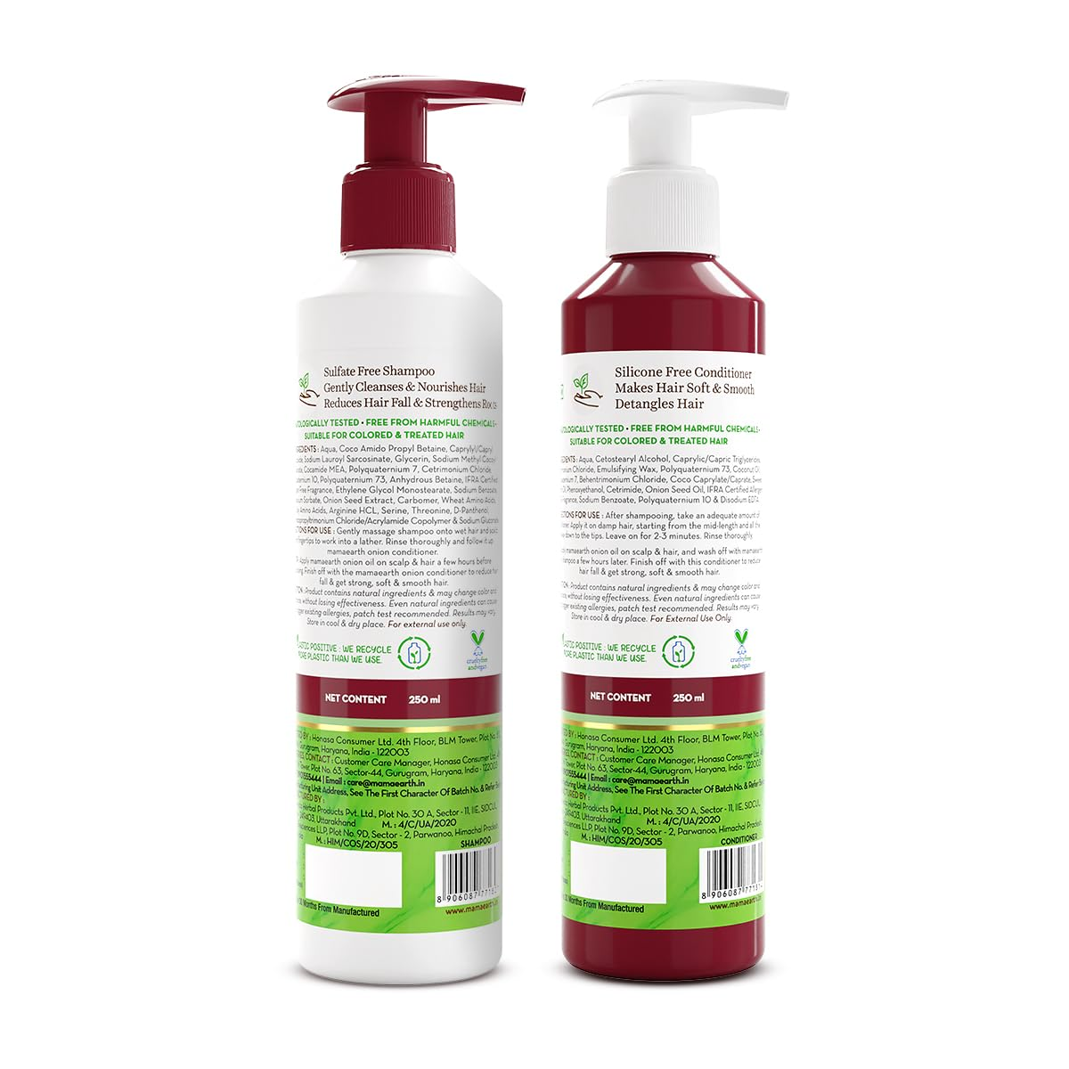 Mamaearth Onion Shampoo & Onion Conditioner For Hair Fall Control - Distacart
