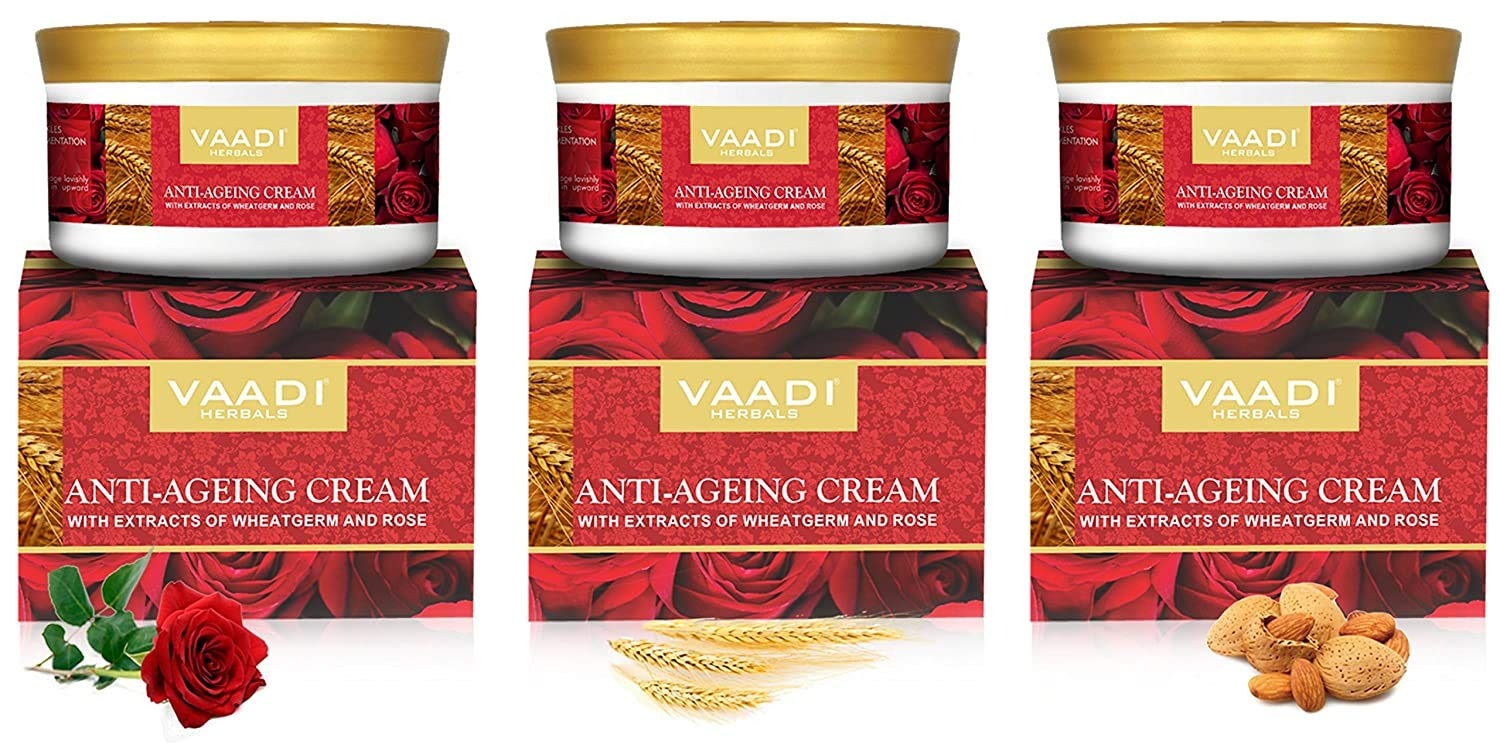 Vaadi Herbals Value Anti Ageing Cream, Almond Wheatgerm Oil and Rose
