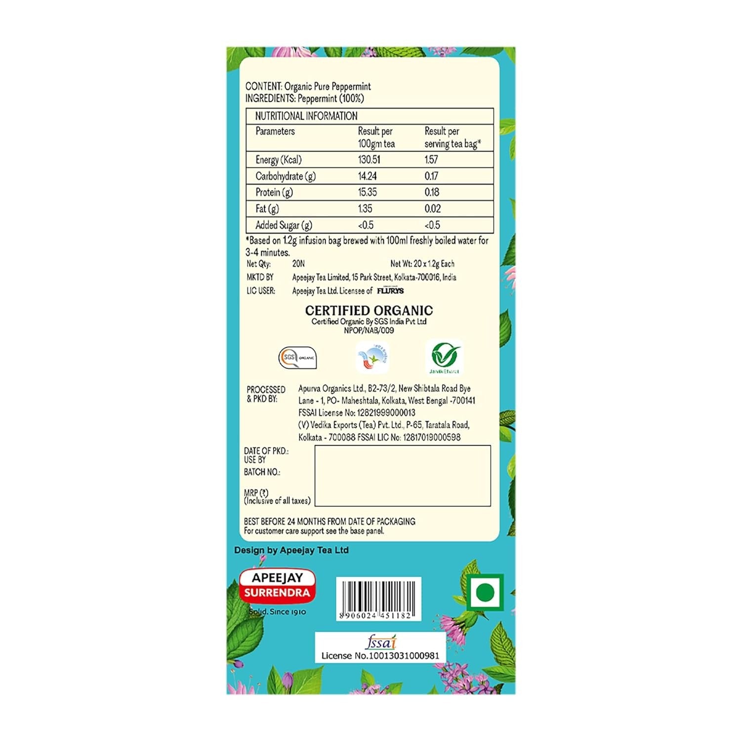 Typhoo Refreshing Organic Peppermint Tea Bags