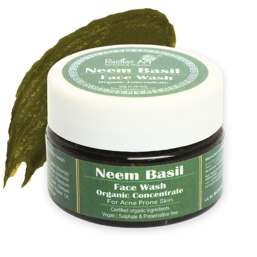 Rustic Art Neem Basil Face Wash Organic Concentrate - Distacart