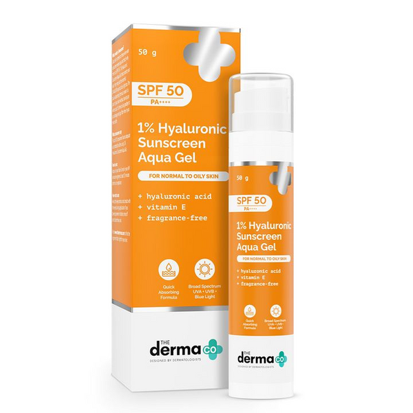 The derma co 1% Hyaluronic sunscreen Aqua Gel with SPF 50 & PA++++ - Distacart