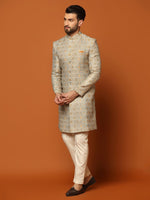 Thumbnail for Kisah Men Multi Coloured Textured Indowestern Trouser Set