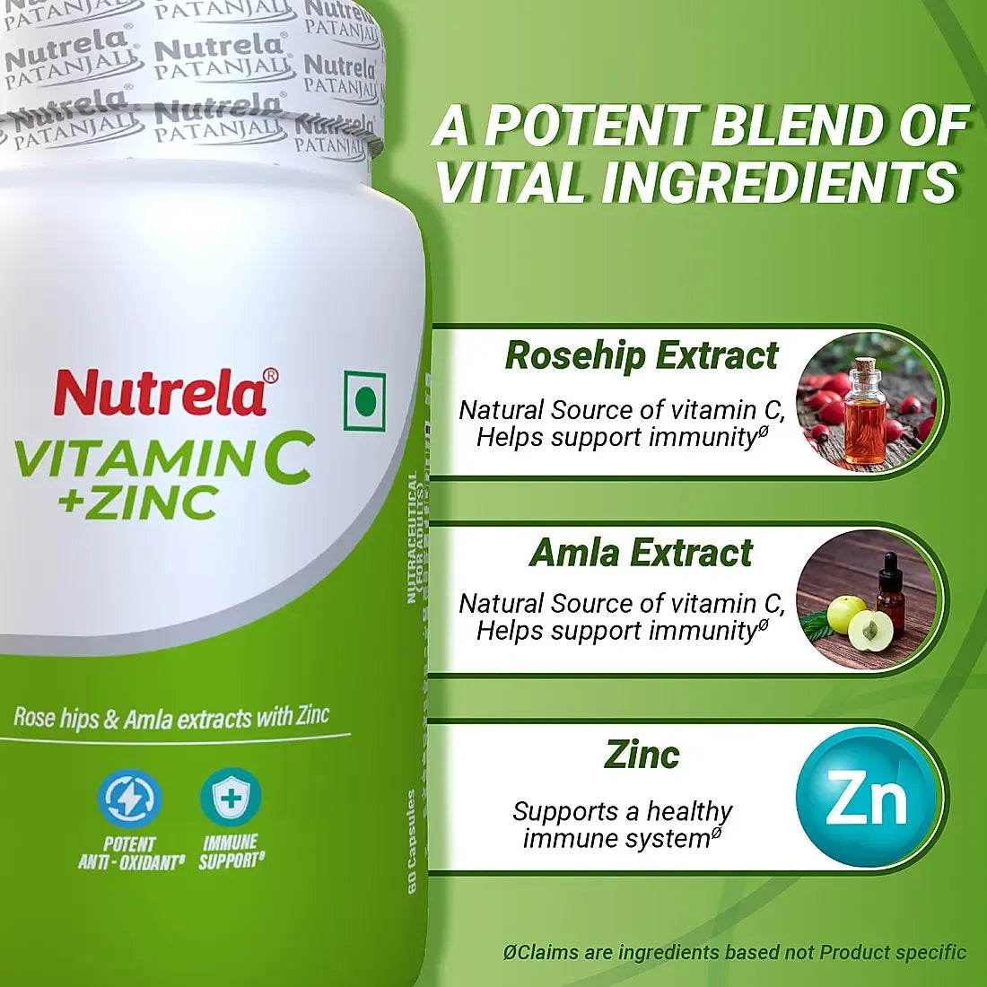 Patanjali Nutrela Natural Vitamin C Plus Zinc Tablets - Distacart