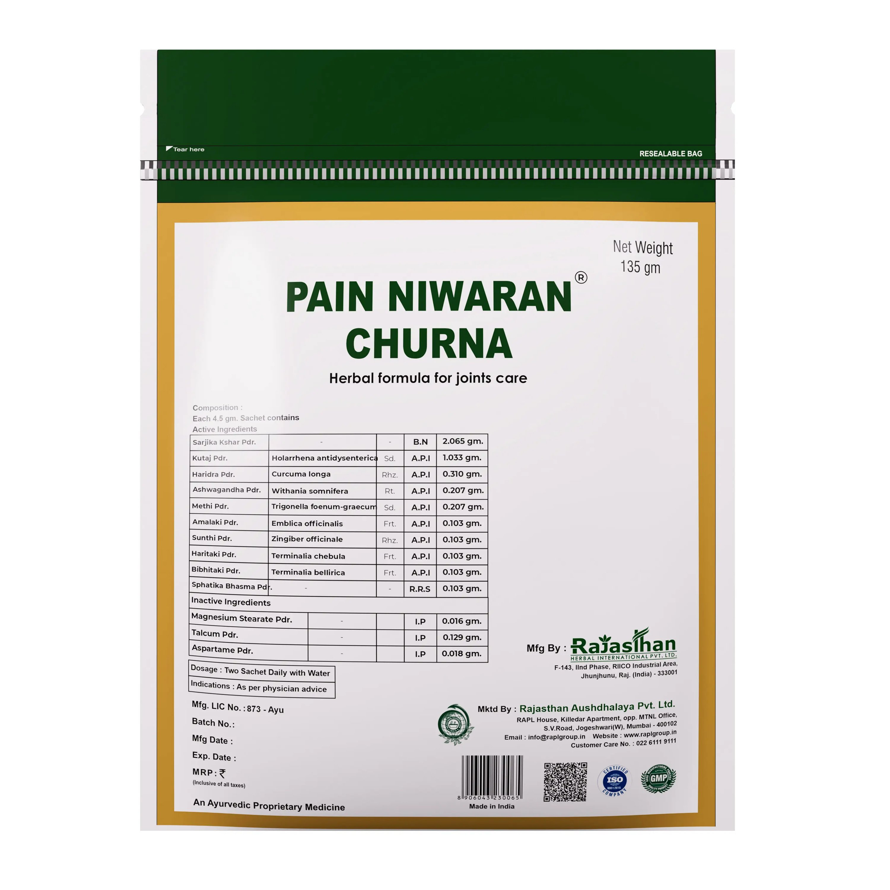 Rajasthan Herbals Pain Niwaran Churna - Distacart