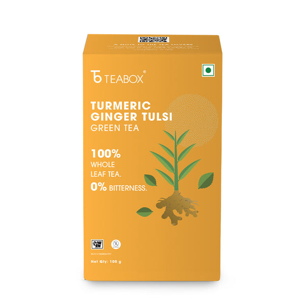 Teabox Organic Turmeric Ginger Tulsi Green Tea Loose Leaves - Distacart