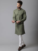 Thumbnail for Even Apparels Green Pure Cotton Kurta With Band Collar - Distacart