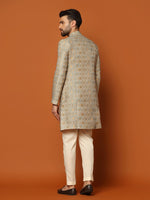 Thumbnail for Kisah Men Multi Coloured Textured Indowestern Trouser Set