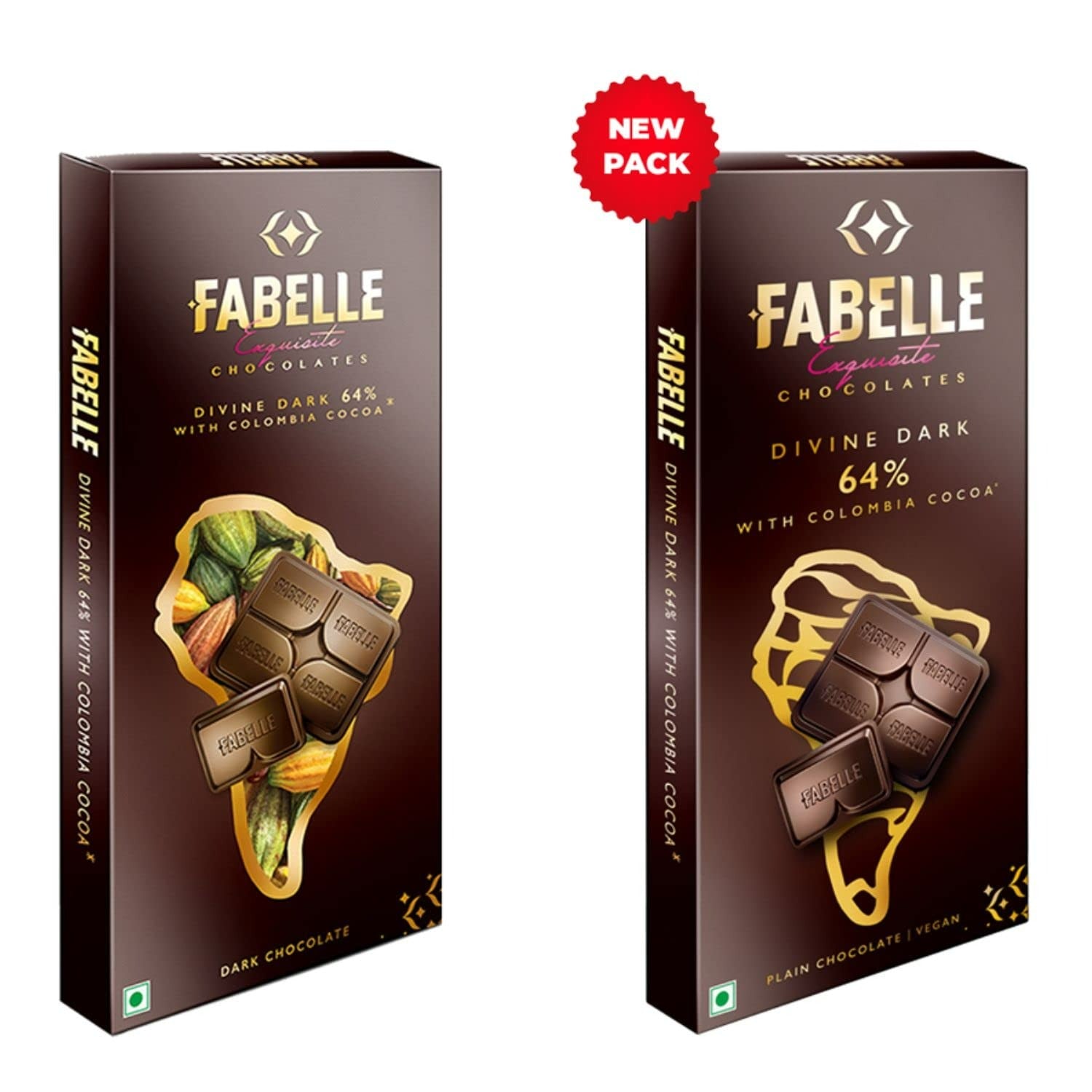 Fabelle Divine Dark 64% With Colombia Cocoa - Dark Chocolate Luxury Bar - Distacart