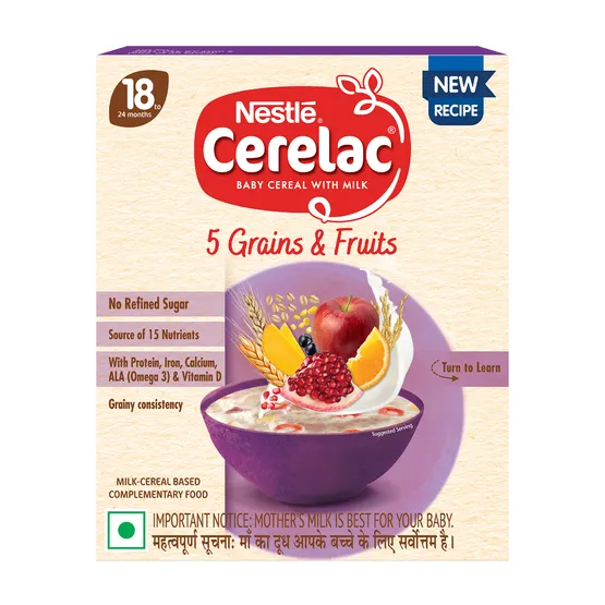Nestle Cerelac Baby Cereal with Milk, 5 Grains & Fruits From 18 to 24 Months - Distacart