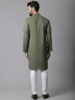 Thumbnail for Even Apparels Green Pure Cotton Kurta With Band Collar - Distacart