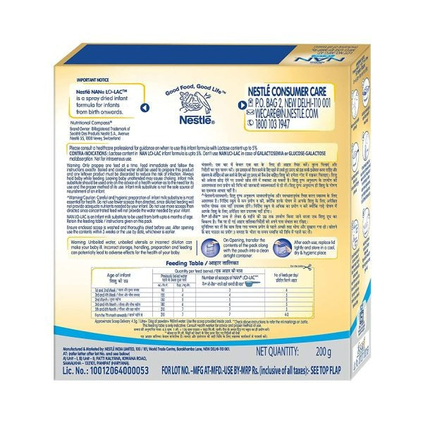 Nestle Nan Lo-Lac Infant Formula Powder (Up to 24 Months) - Distacart