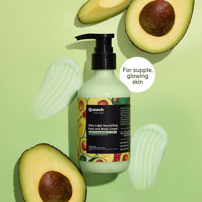 Quench Botanics Bravocado Ultra Light Nourishing Face and Body Cream, Korean Skin Care - Distacart