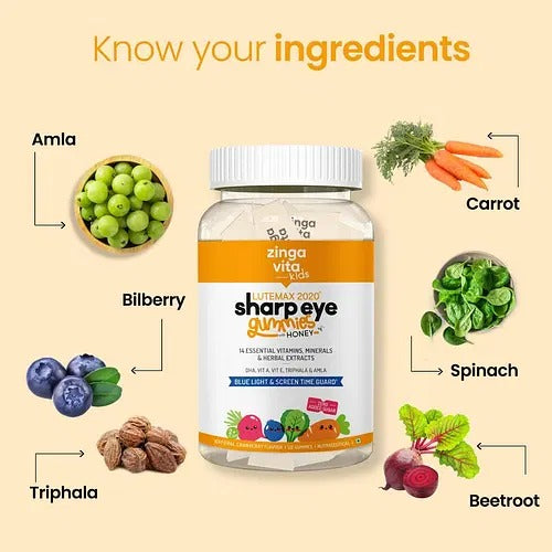 Zingavita Sharp Eye Gummies for Kids (Strawberry Mix Flavor) - Distacart
