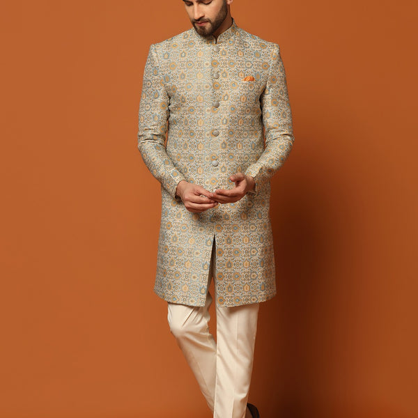 Kisah Men Multi Coloured Textured Indowestern Trouser Set - Distacart