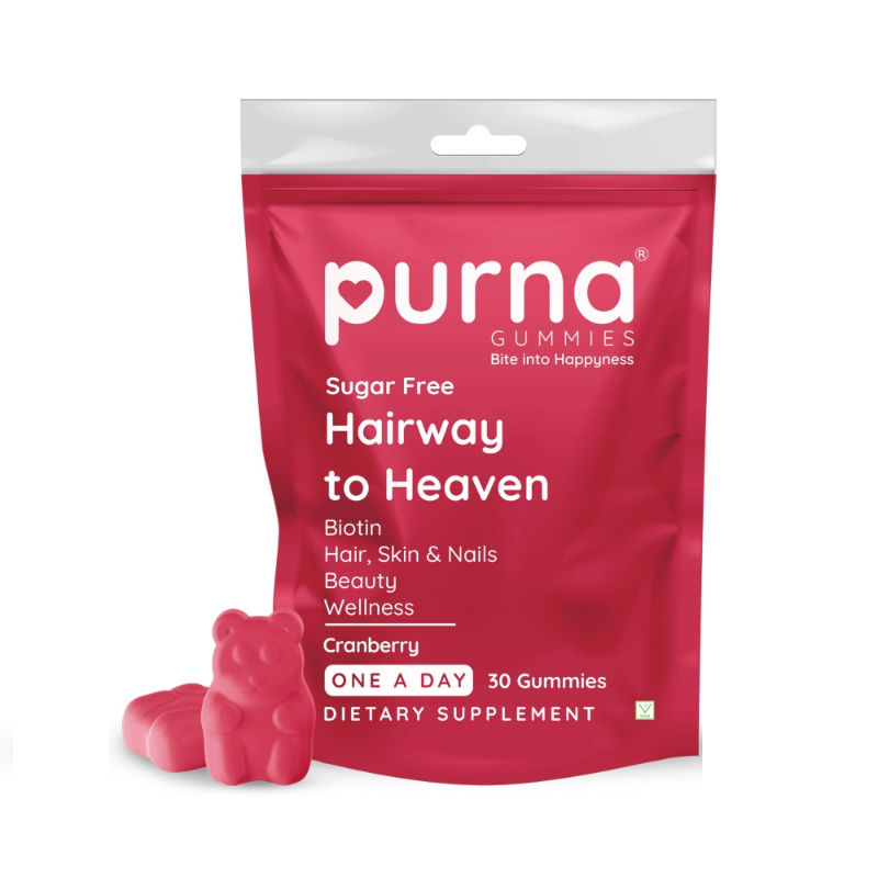 Purna Gummies Hair Biotin Cranberry Sugar Free Gummies with Vitamin B12 for Hair & Nail - Distacart