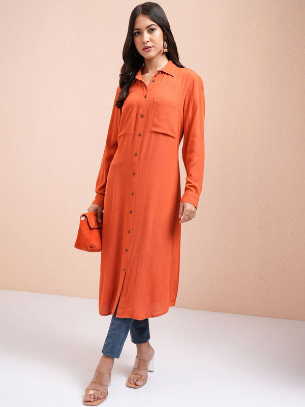 Vishudh Shirt Collar High-Low A-Line Kurta