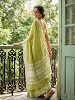 Thumbnail for Shree Shyam Fashion Popat Green Linen Saree - Distacart