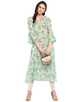 Thumbnail for Ahalyaa Women's Yellow Geogette Digital Print Kurta - Distacart