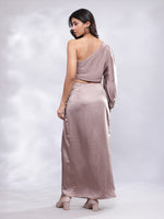 Thumbnail for BohoJazz Drape Skirt with One Shoulder Cowl Top Co-ord Set - Champagne