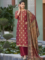 Thumbnail for Jyoti Fashion Women's Maroon Pure Silk Elegant Jacquard Woven Kurta with Trouser & Dupatta - Distacart