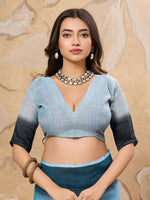 Thumbnail for Astita Sky Blue Linen Saree