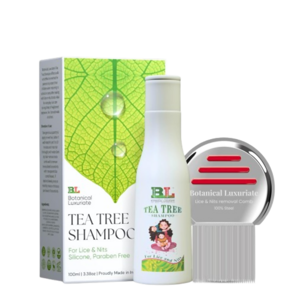 Botanical Luxuriate Tea Tree Natural Anti Lice And Nits Shampoo With Steel Lice And Nit'S Removal Comb - Dista