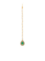 Thumbnail for Ruby Raang Green Tear Drop Green Kundan Maang Tikka