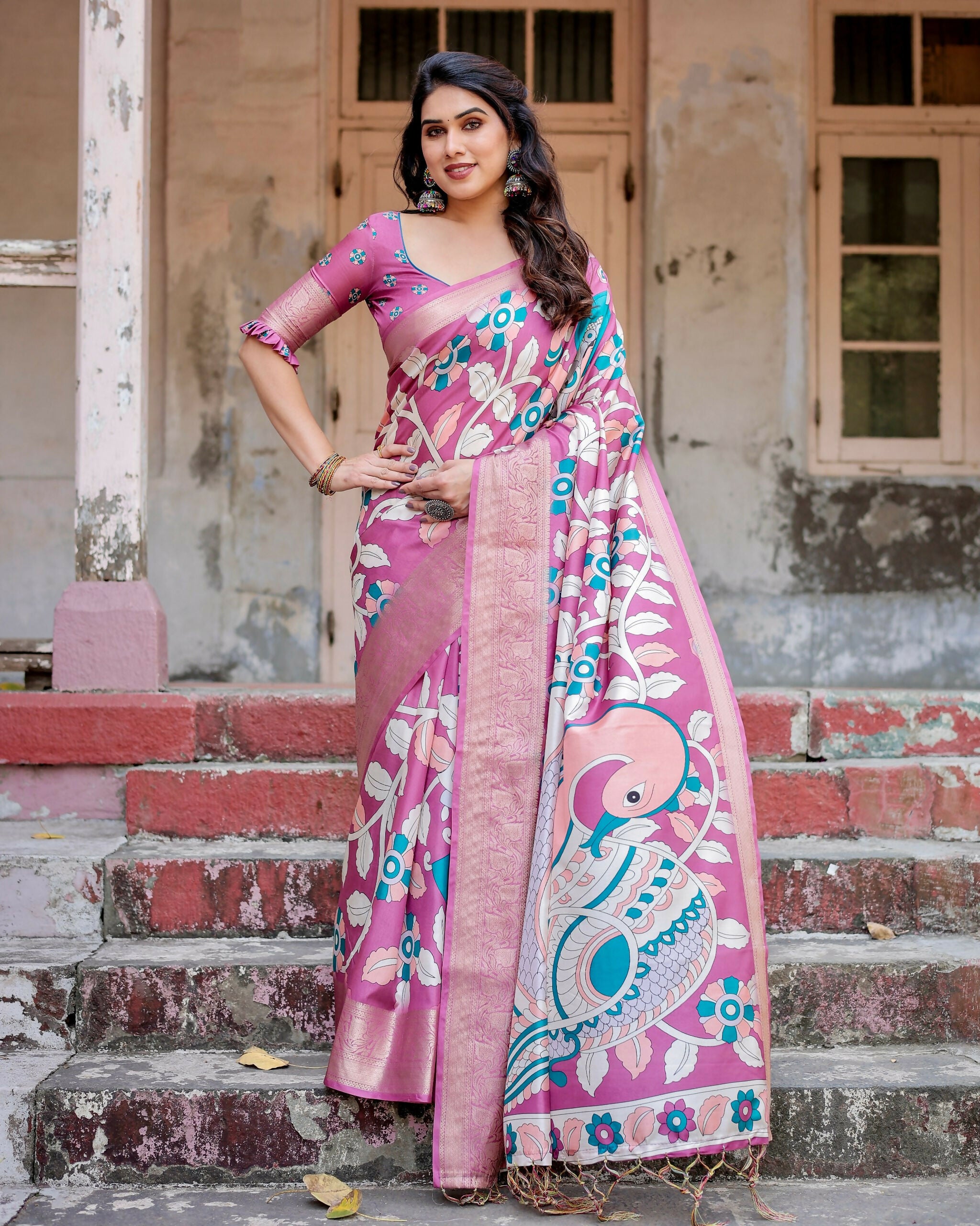 Soft Silk Digital Printed Saree with Blouse Piece by Infinity Export - Distacart