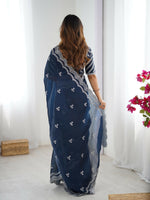 Thumbnail for Joban Fashion Teal Blue Jimmy Choo Saree With Thread with Sequins work