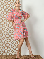 Thumbnail for Myshka Women's Pink Printed Dress - Distacart