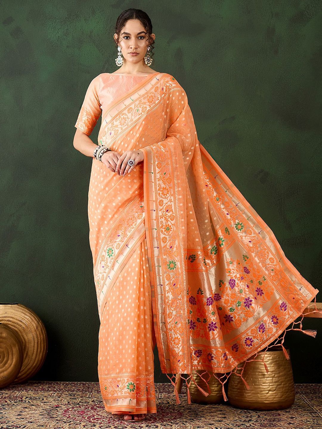 Mitera Ethnic Motifs Woven Design Zari Saree - Distacart