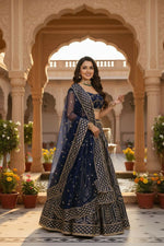 Thumbnail for Lehenga Mart Designer Indian Wedding Lehenga Choli-Blue - Distacart