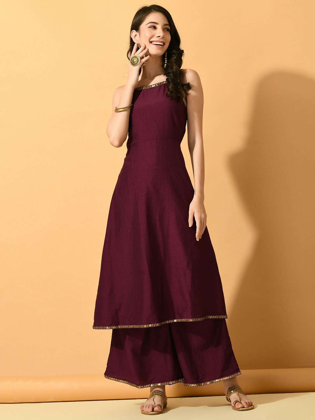 Myshka Women's Violet Solid Party Kurta Sets - Distacart