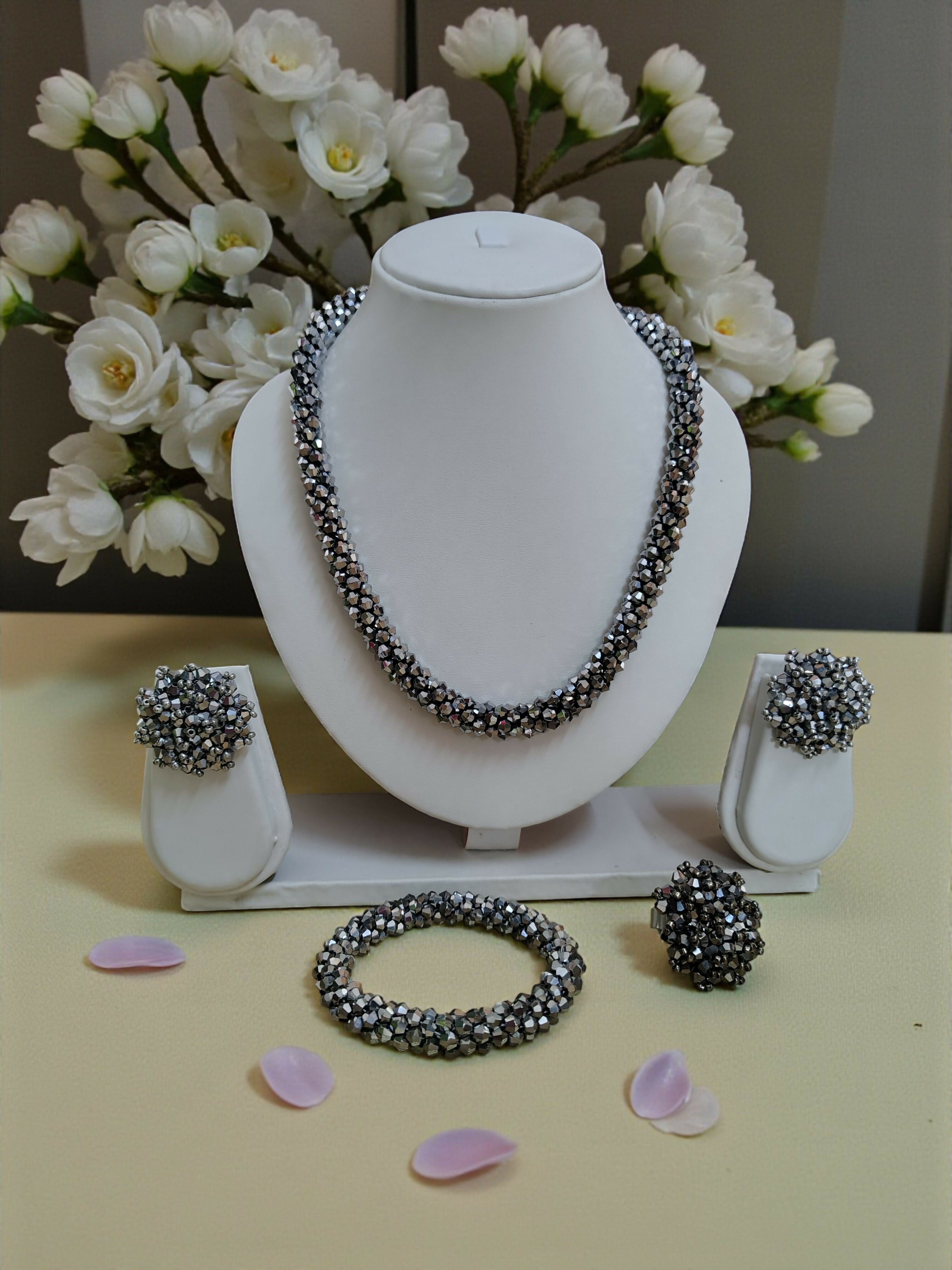 Inhanns Rangshine 4-In-1 Crystal Glam Set - Handmade - Silver - Distacart