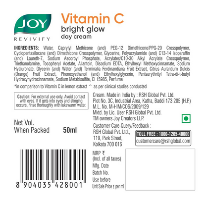 Joy Revivify Vitamin C Brightening Face Cream - Distacart
