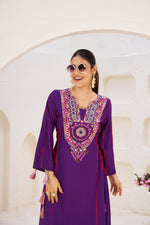 Thumbnail for Joban Fashion Purple Palazzo Rayon Coding Dori with Sequence with Rivet Moti