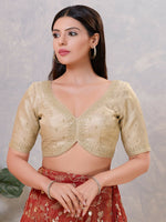 Thumbnail for Joban Fashion Women Silk Light-Gold Stitched Blouse - Distacart