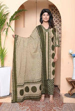 Thumbnail for Miravan Womens Polka Dot Printed V-Neck Kurta With Palazzo And Dupatta Set - Distacart