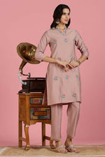 Thumbnail for BulBul Women Mauve Embroidered Chanderi Kurta Set